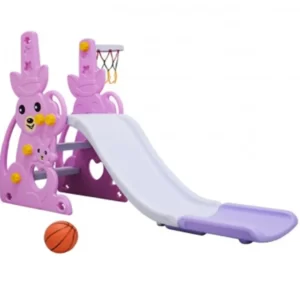 Mainan Anak Perosotan Asyik & Ranjang Bola Basket Slide Purple