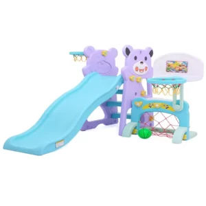 Mainan Anak Perosotan Asyik & Ranjang Bola Basket Slide Blue